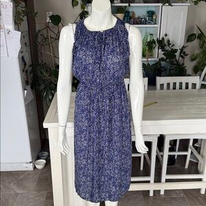 Love Sleeveless Navy Blue Floral Midi Dress NWOT 
Med
